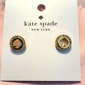 Kate Spade Pave Hollow Spade Stud Clear Gold